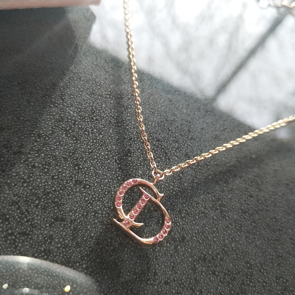 Authentic Christian Dior logo with pink spangle necklace - Picture 3 of 7